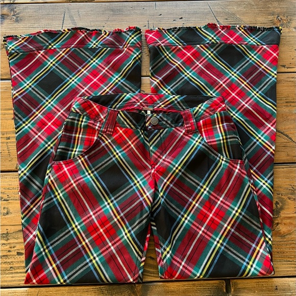 Free People plaid low rise flare pants size 0 - Picture 5 of 10